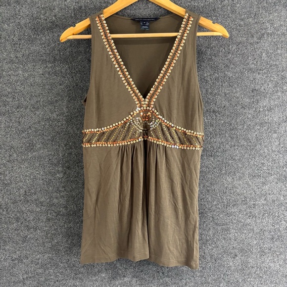 French Connection Womens Y2K Sequence Babydoll Tank Size Medium Brown - Picture 1 of 6